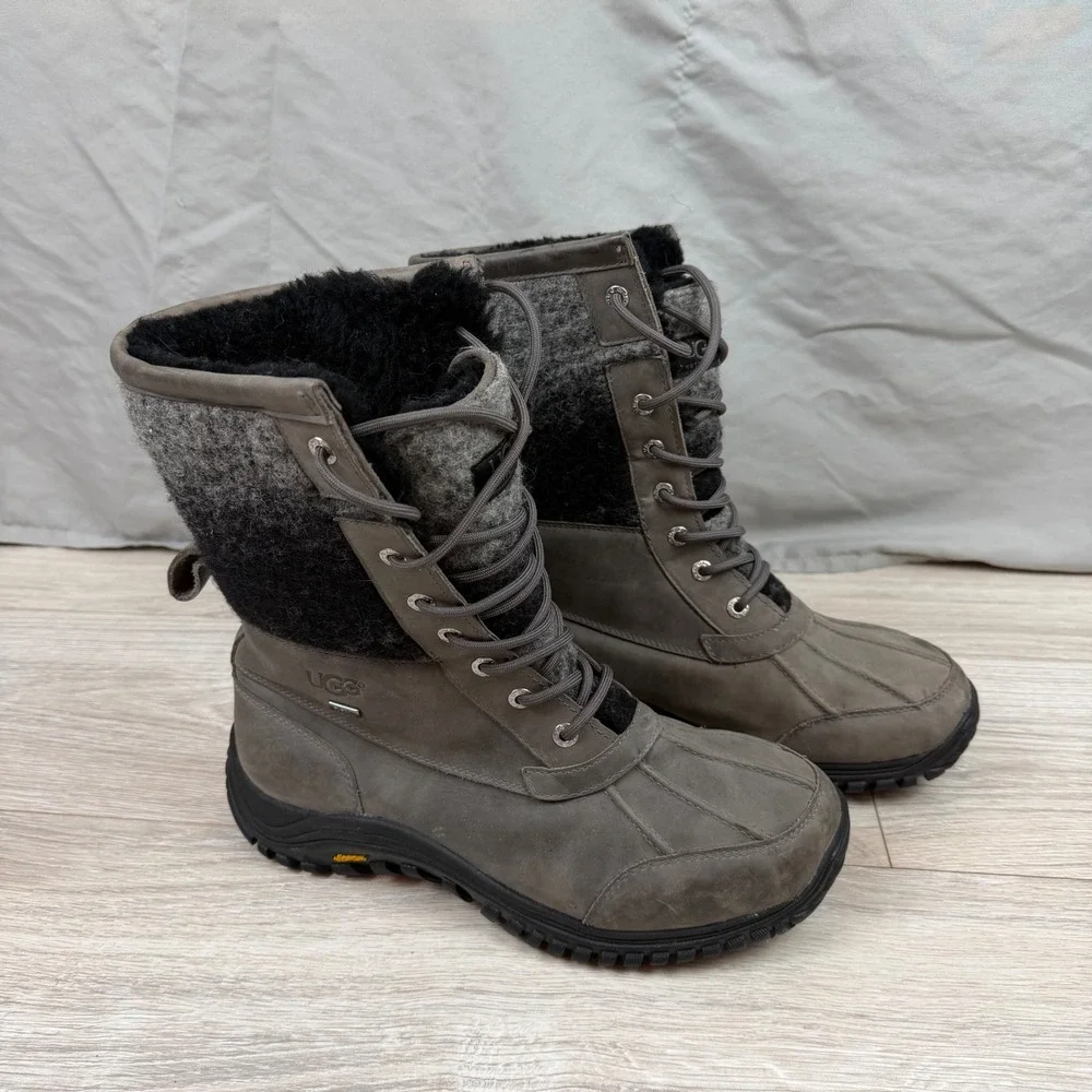UGG Adirondack II Winter Boots Gray 1014387 Waterproof Sz 11‎ Wool Fur Lined